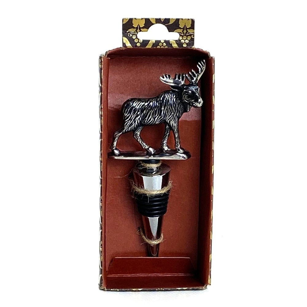 Rustic Holiday Woodland Moose Bottle Stopper NIB